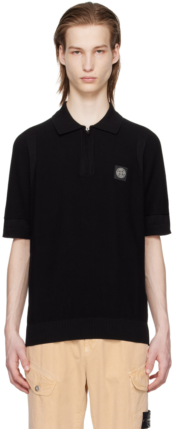

Черная футболка-поло с нашивками Stone Island