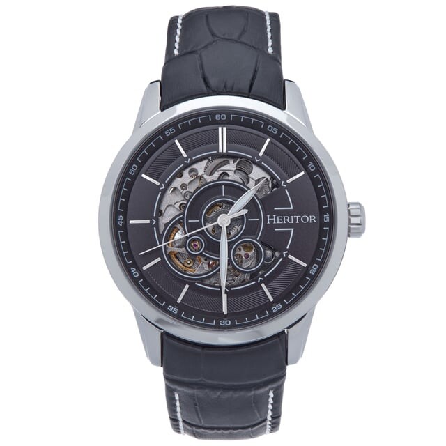 

Автоматические часы Heritor Davies с полускелетоновым кожаным ремешком Heritor Automatic, черный
