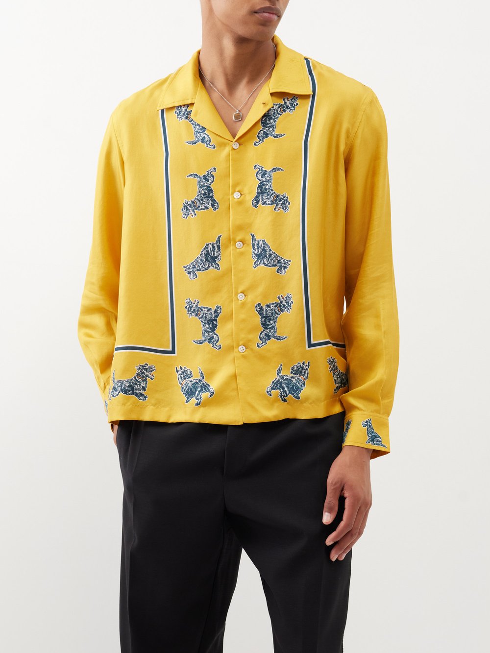 цена Шелковая рубашка running scottie с длинными рукавами Bode, желтый