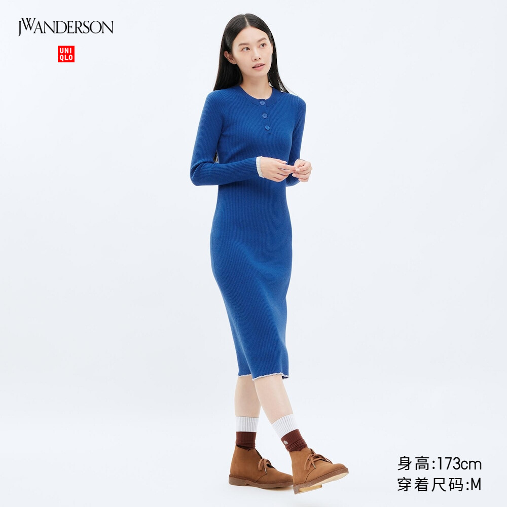 

Женское платье Uniqlo JWA в рубчик, синий