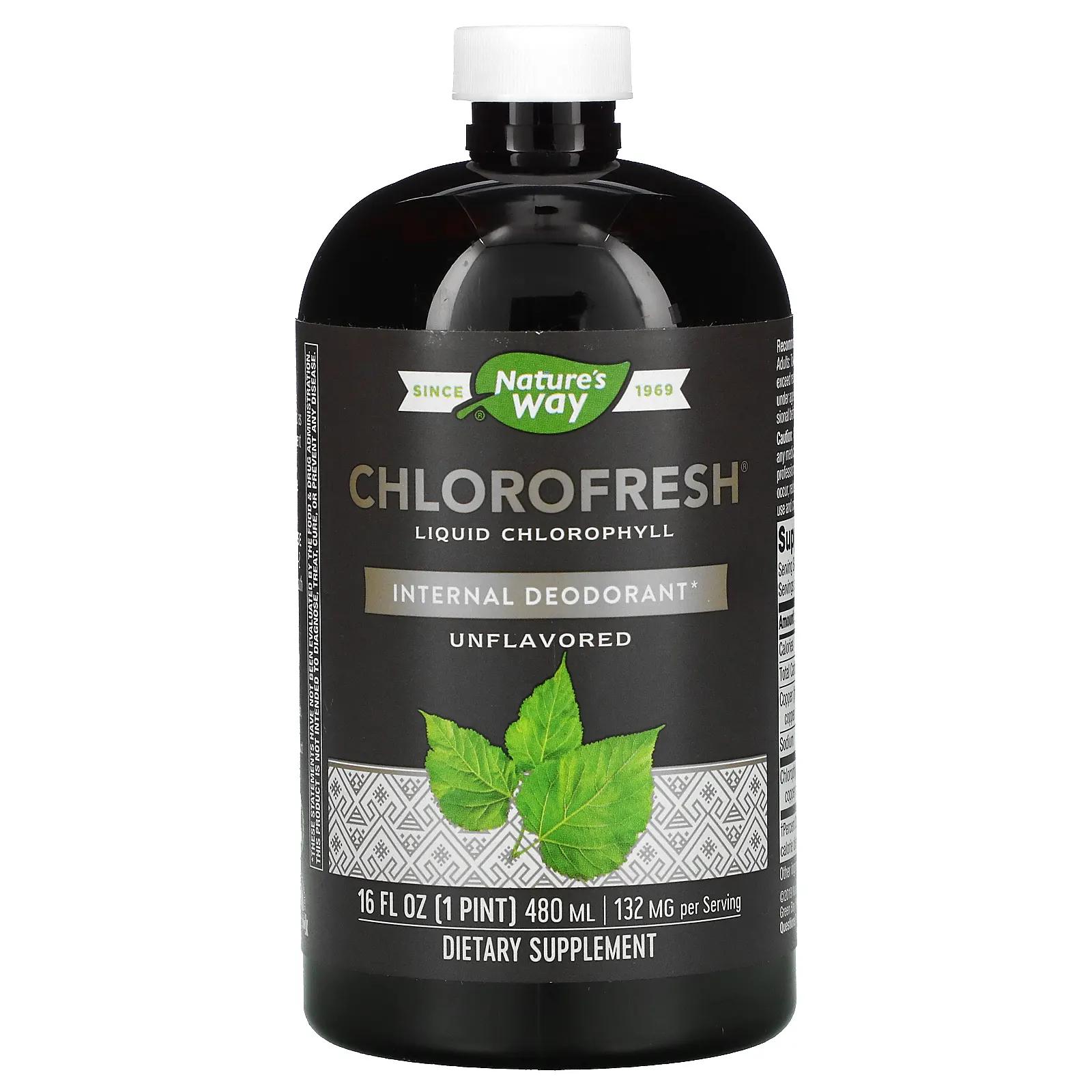 Nature's Way Chlorofresh Liquid Chlorophyll Unflavored 16 fl oz (473 ml) цена и фото