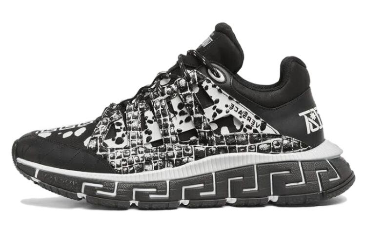

Кроссовки VERSACE Trigreca Leather Sneakers, черный/белый