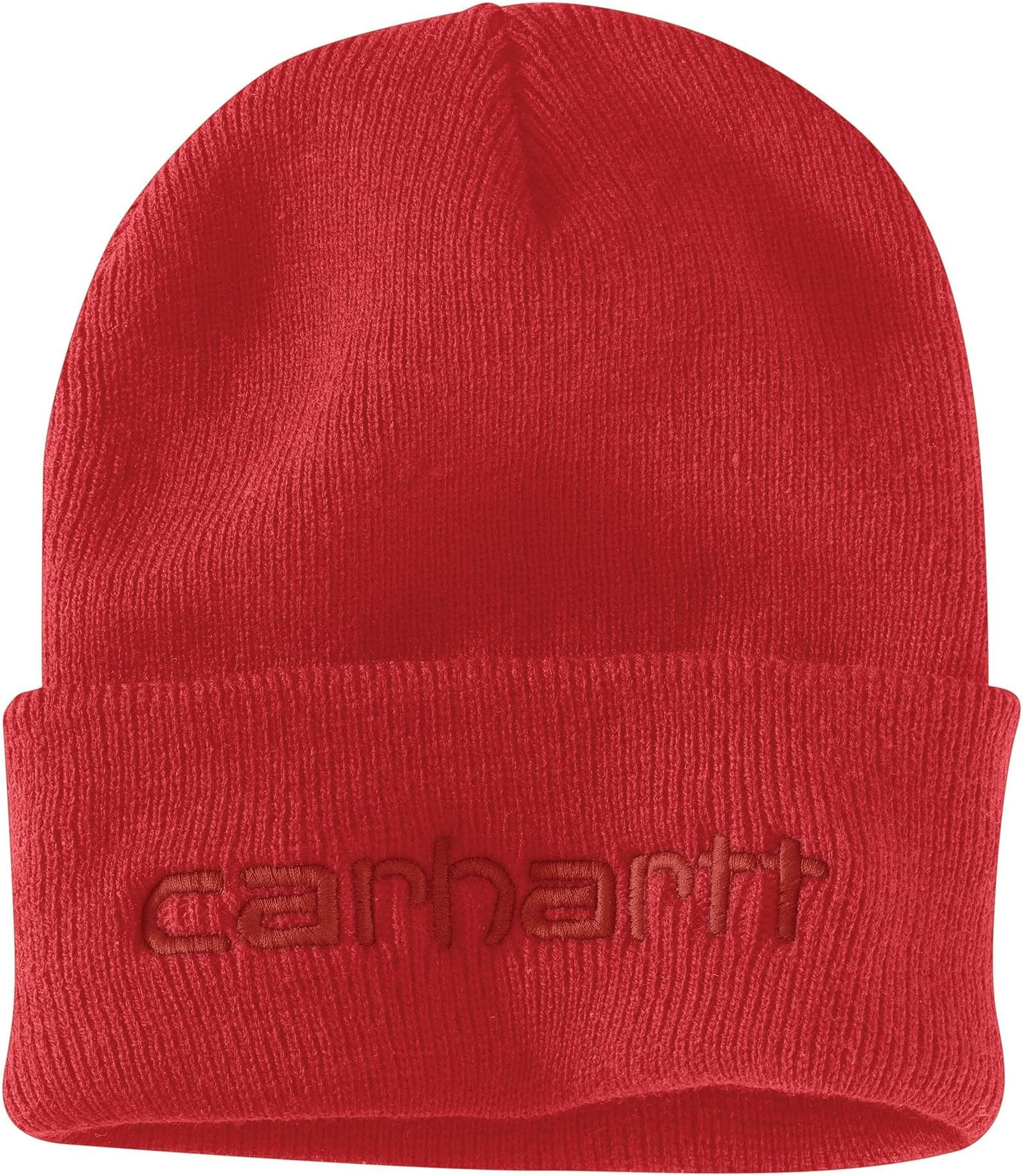 цена Вязаная утепленная шапка с логотипом и графическим манжетом Carhartt, цвет Red Barn
