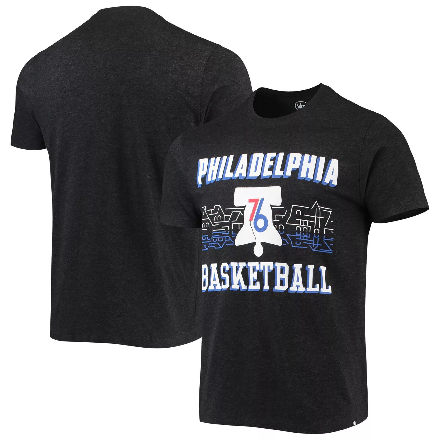 Мужская черная футболка Philadelphia 76ers City Edition '47 Club
