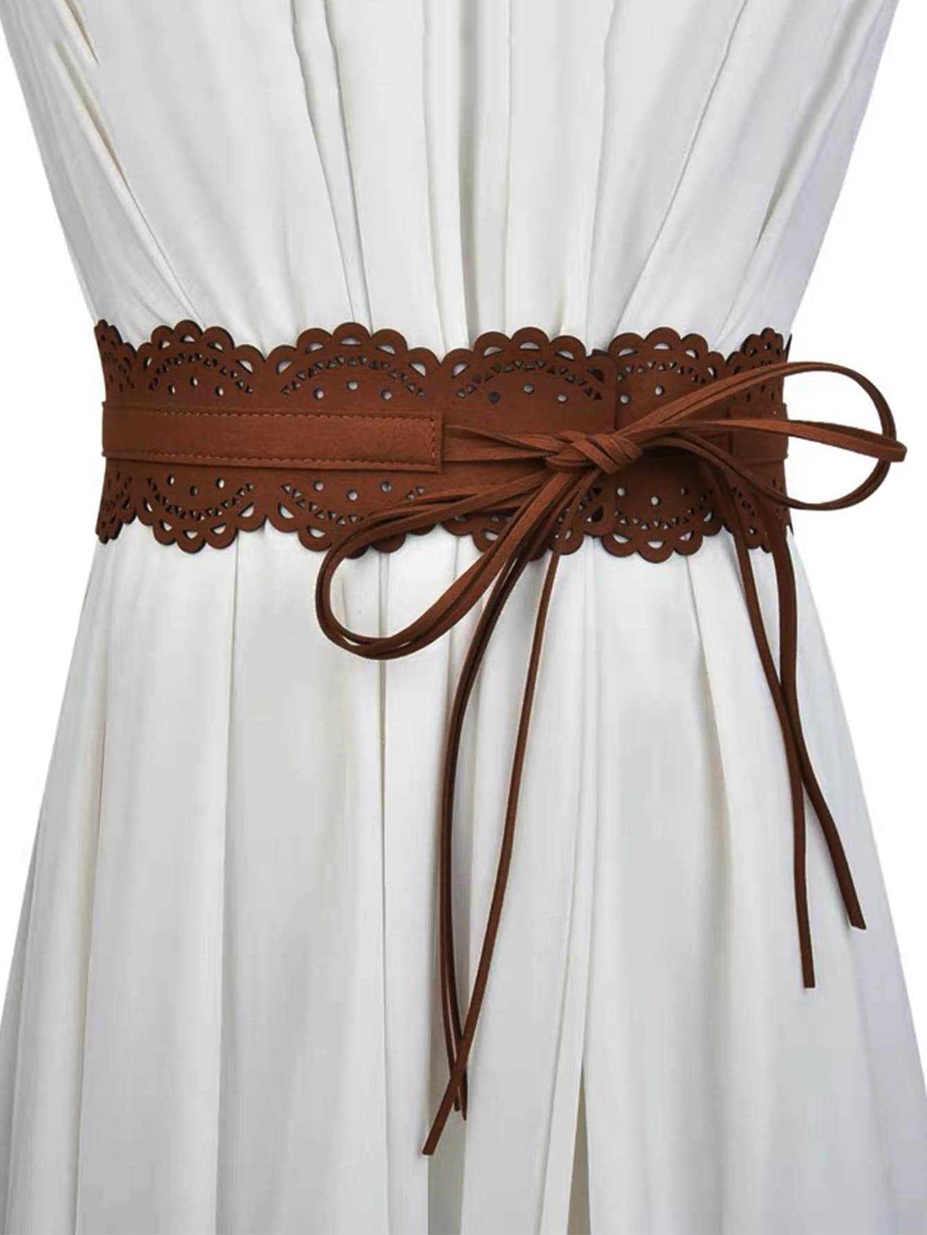 1 шт. женский повседневный ремень с вырезом и гребешком для украшения платья, коричневый