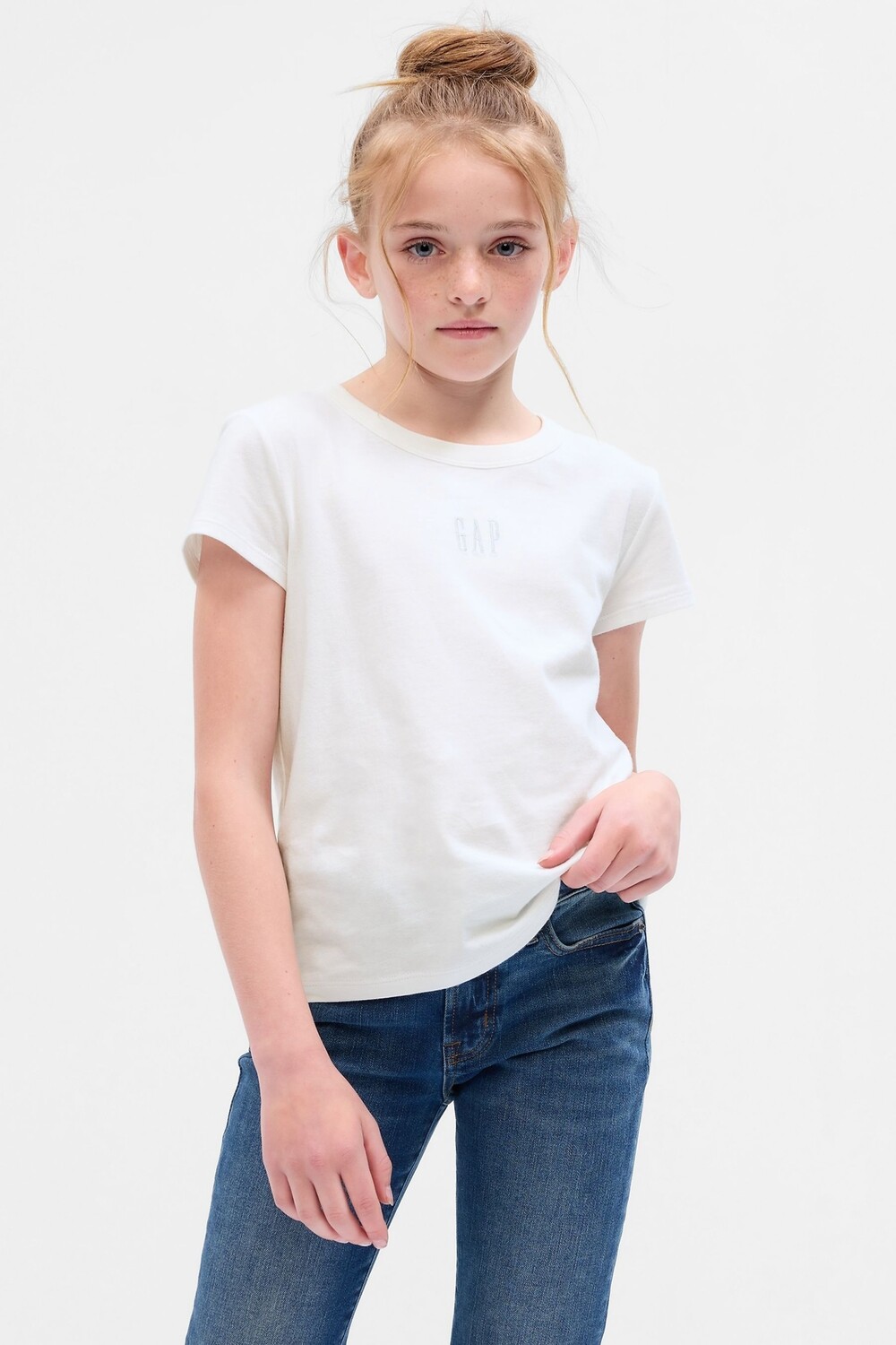 

С круглым вырезом из натурального хлопка Gap, белый