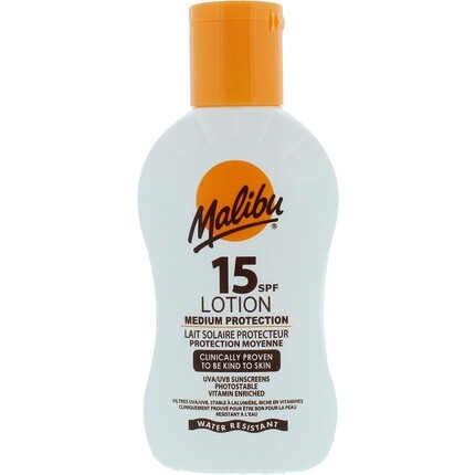 

Malibu Солнцезащитный лосьон Sun Spf 15 со средней степенью защиты, водостойкий, обогащенный витаминами, 100 мл