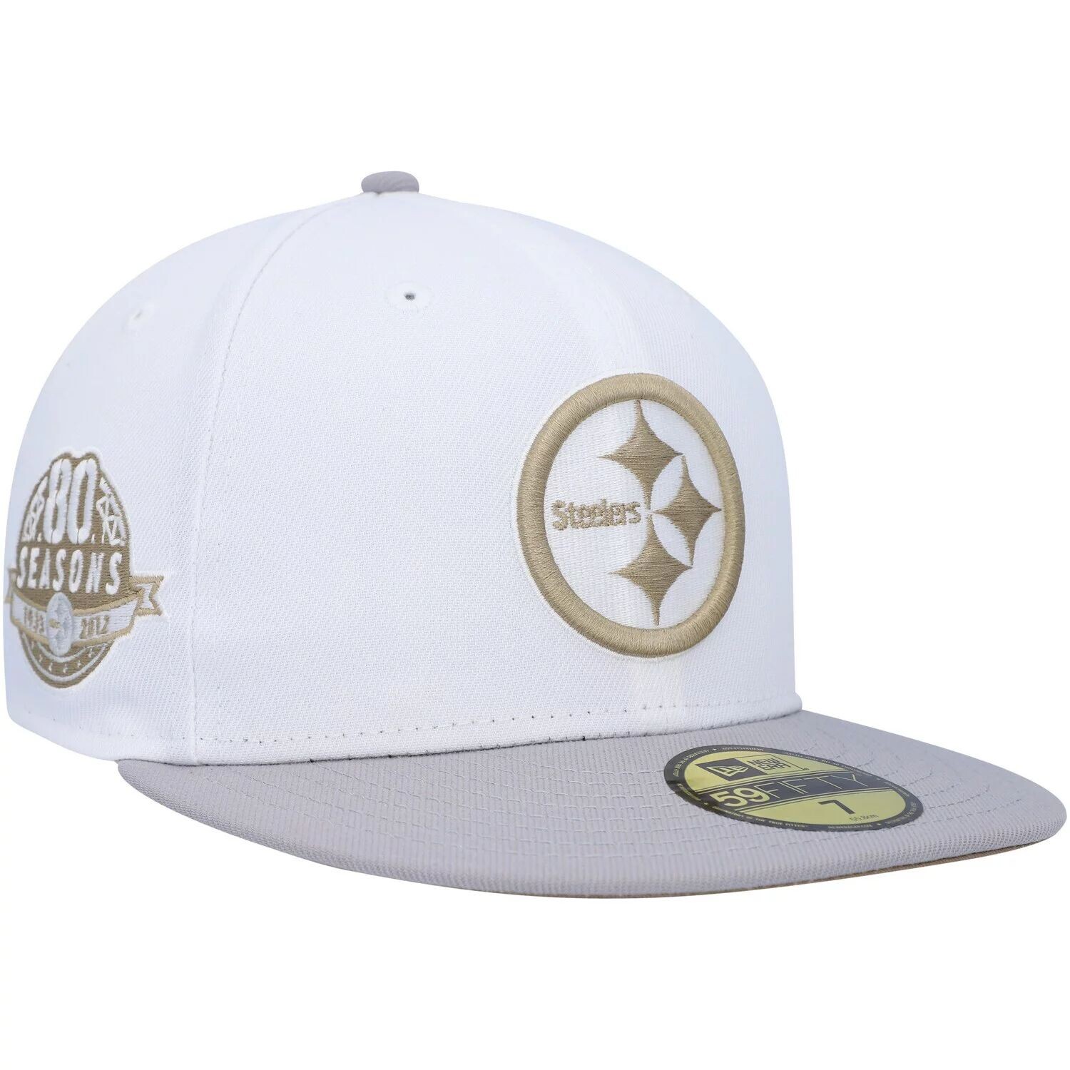 

Мужская кепка New Era белого/серого цвета Pittsburgh Steelers 80th Anniversary Gold Undervisor 59FIFTY