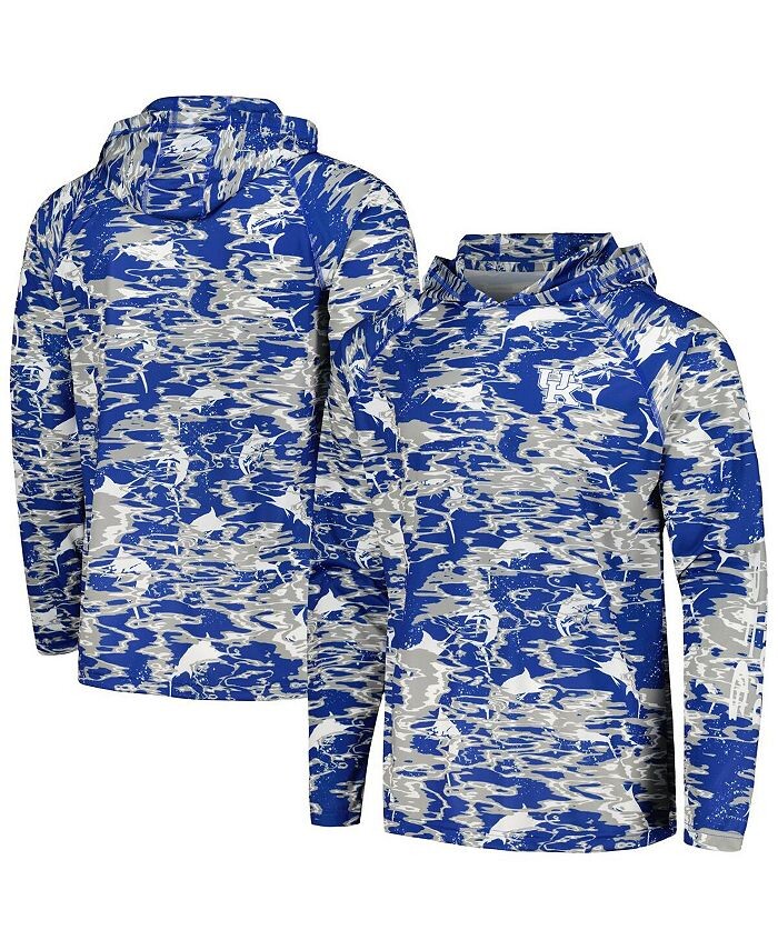 

Мужская рифленая футболка с капюшоном и длинными рукавами Royal Kentucky Wildcats PFG Terminal Tackle Omni-Shade Columbia, синий
