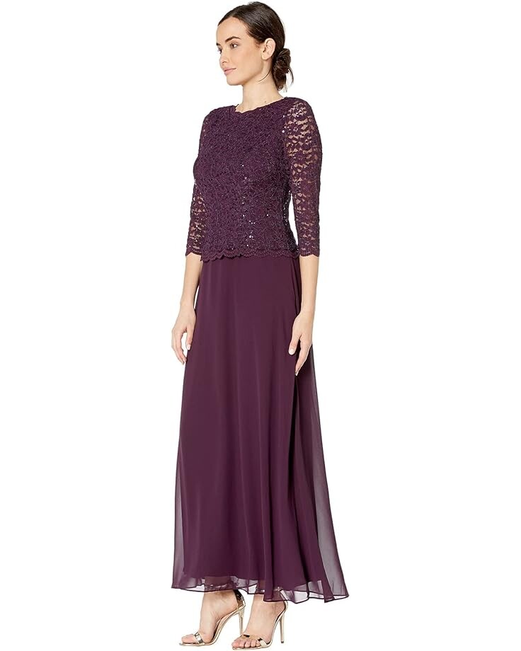 

Платье Alex Evenings Long Sequin Lace Mock Dress, цвет Deep Plum