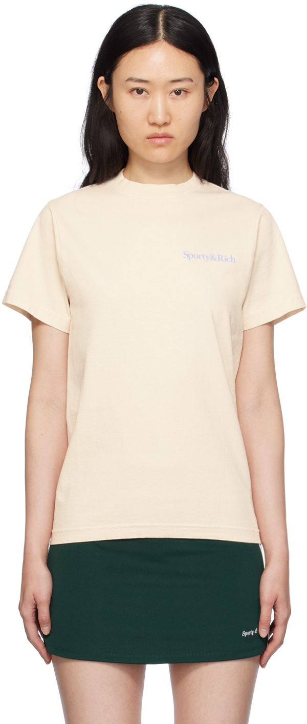 Кремового цвета футболка с надписью «Пей больше воды» Sporty & Rich