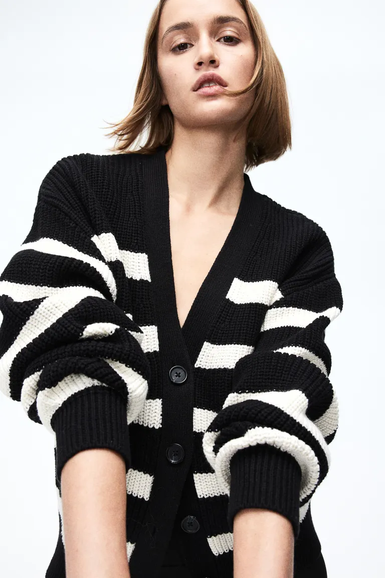 

Кардиган в рубчик H&M, черный