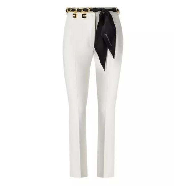 

Брюки ivory flare trousers with foulard belt Elisabetta Franchi, белый