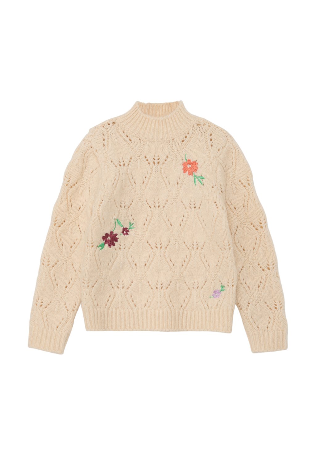 Вязаный свитер TURTLENECK MIT BLÜTEN-STICKEREI s.Oliver, цвет helles sand