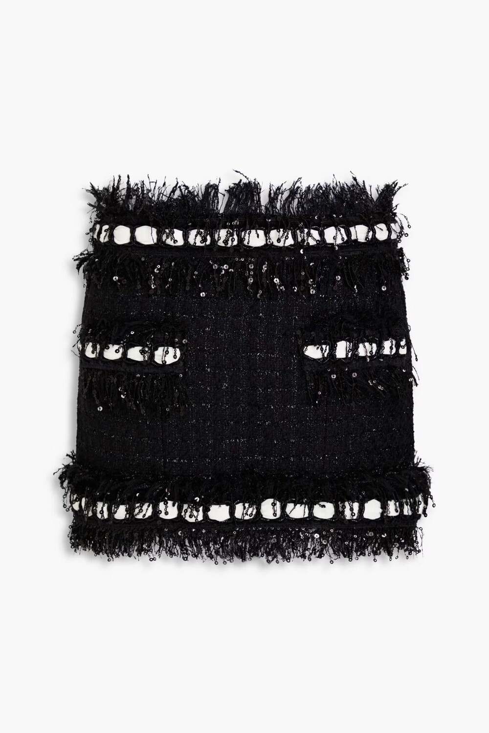 

Твидовая мини-юбка с пайетками Balmain, черный