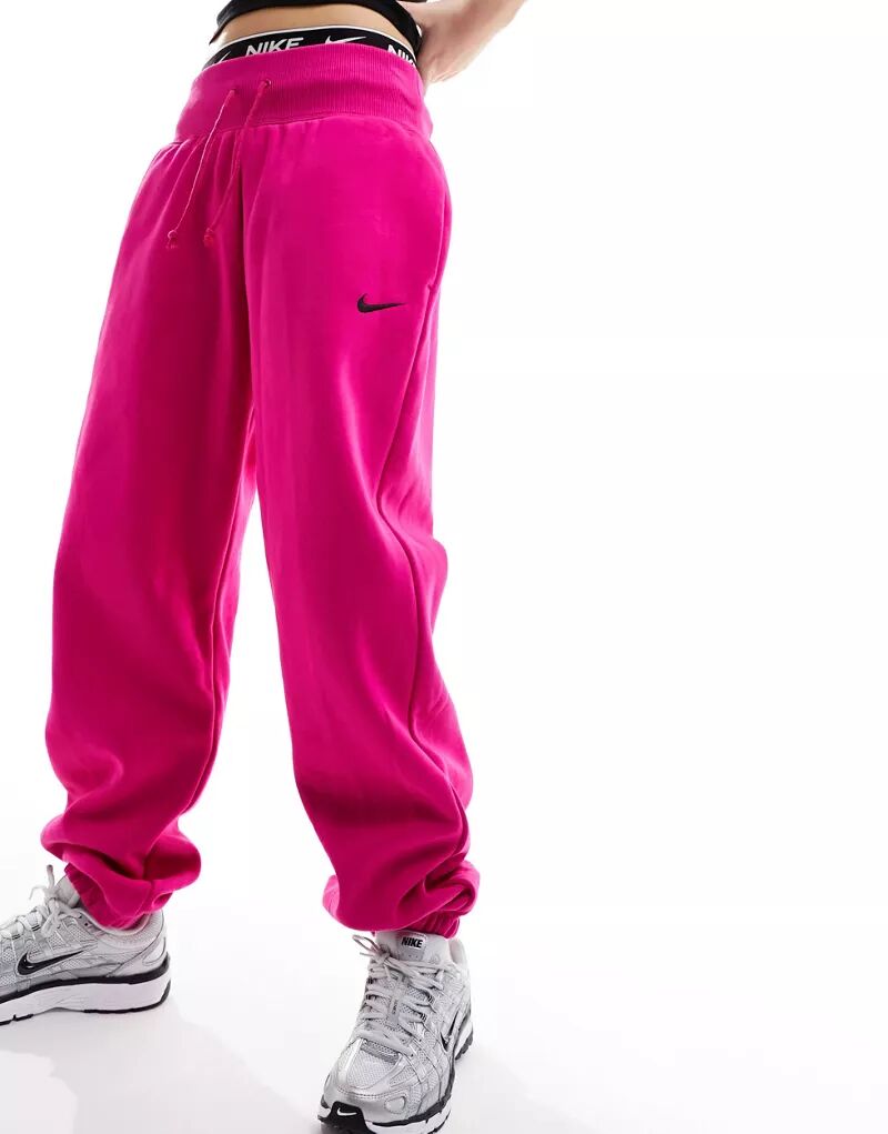 Ягодно-розовый свитшот Nike oversized с маленьким логотипом