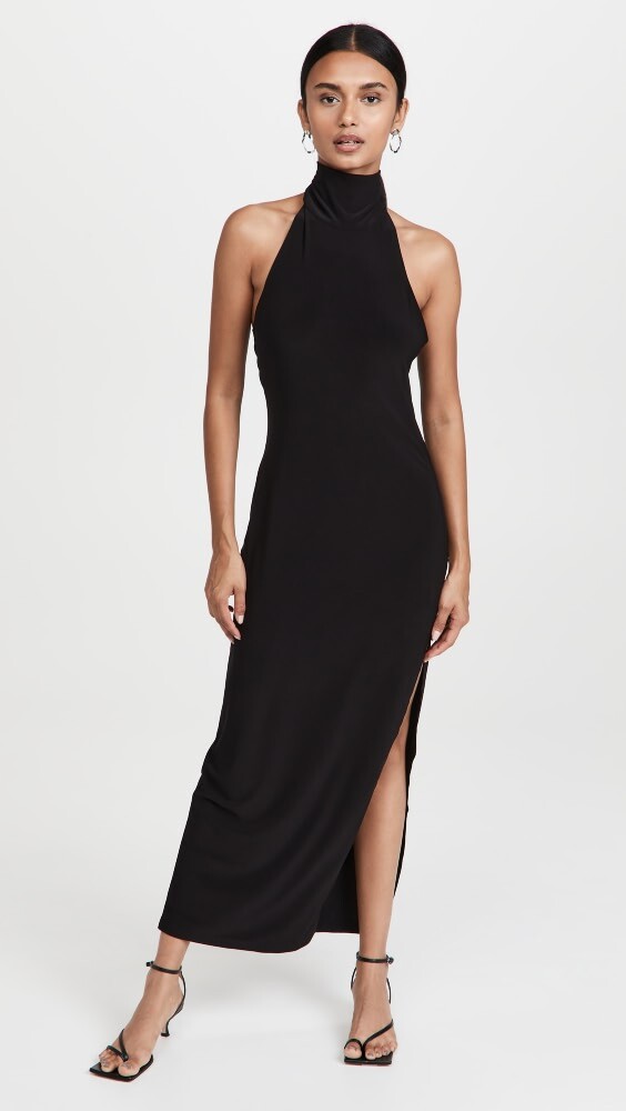 

Платье Norma Kamali Halter Turtle Side Slit, черный