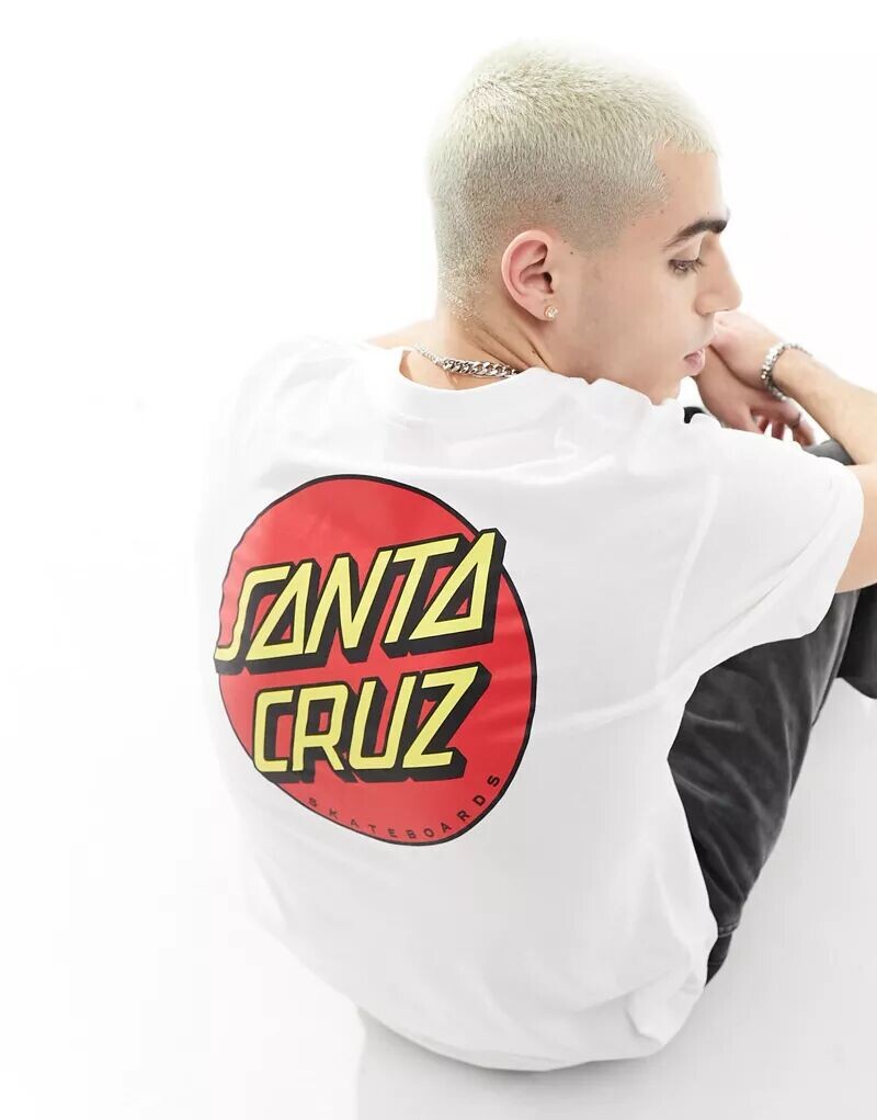 

Белая классическая футболка в горошек Santa Cruz