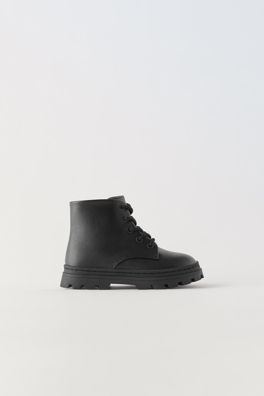 Ботинки на шнуровке ZARA, черный ботинки на шнуровке с пряжками zara черный
