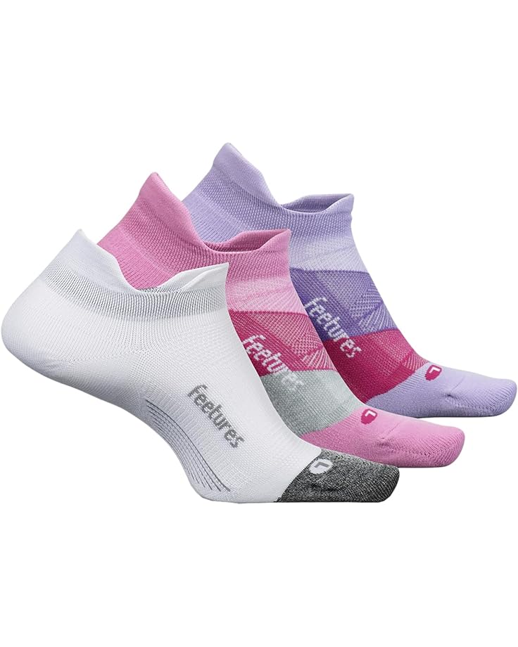 Носки Feetures Elite Ultra Light No Show Tab 3-Pair Pack, цвет White/Push-Thru Pink/Lace Up Lavender
