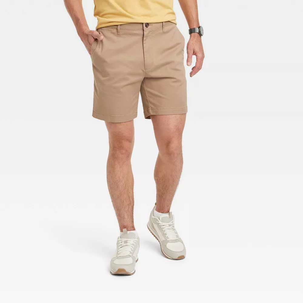 

Мужские шорты-чиносы Every Wear 7" Slim Fit Flat Front - Goodfellow & Co, цвет Khaki