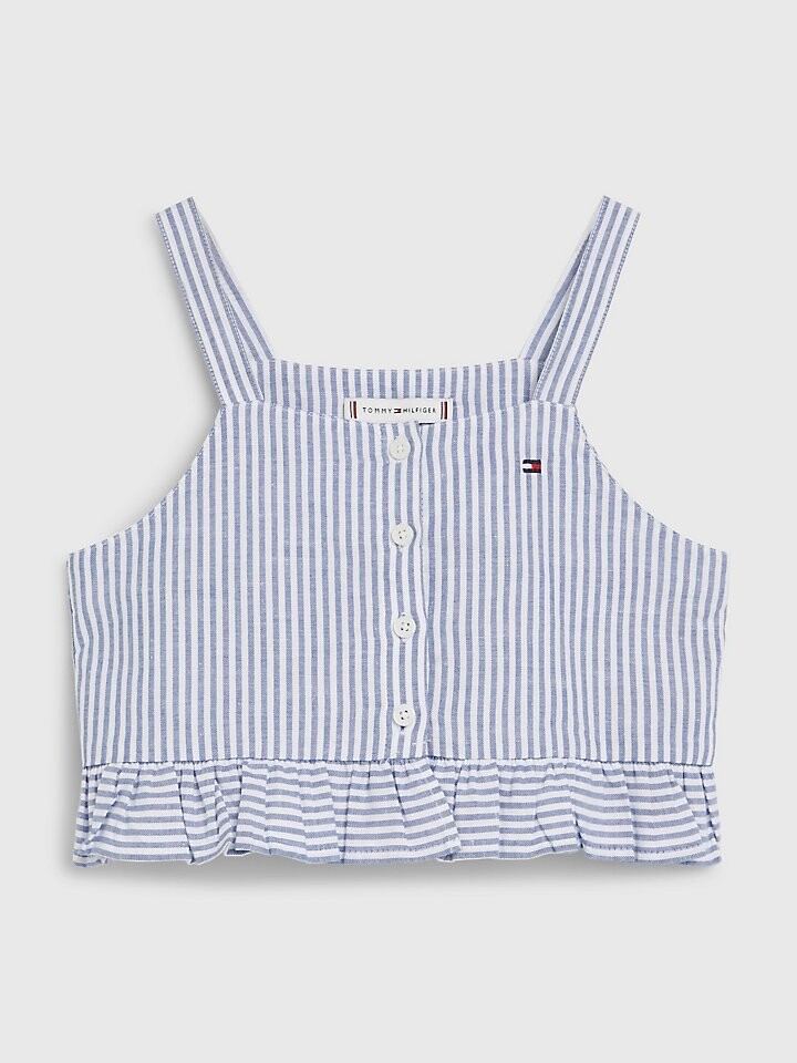 

Детский топ в полоску с оборками на бретельках Tommy Hilfiger
