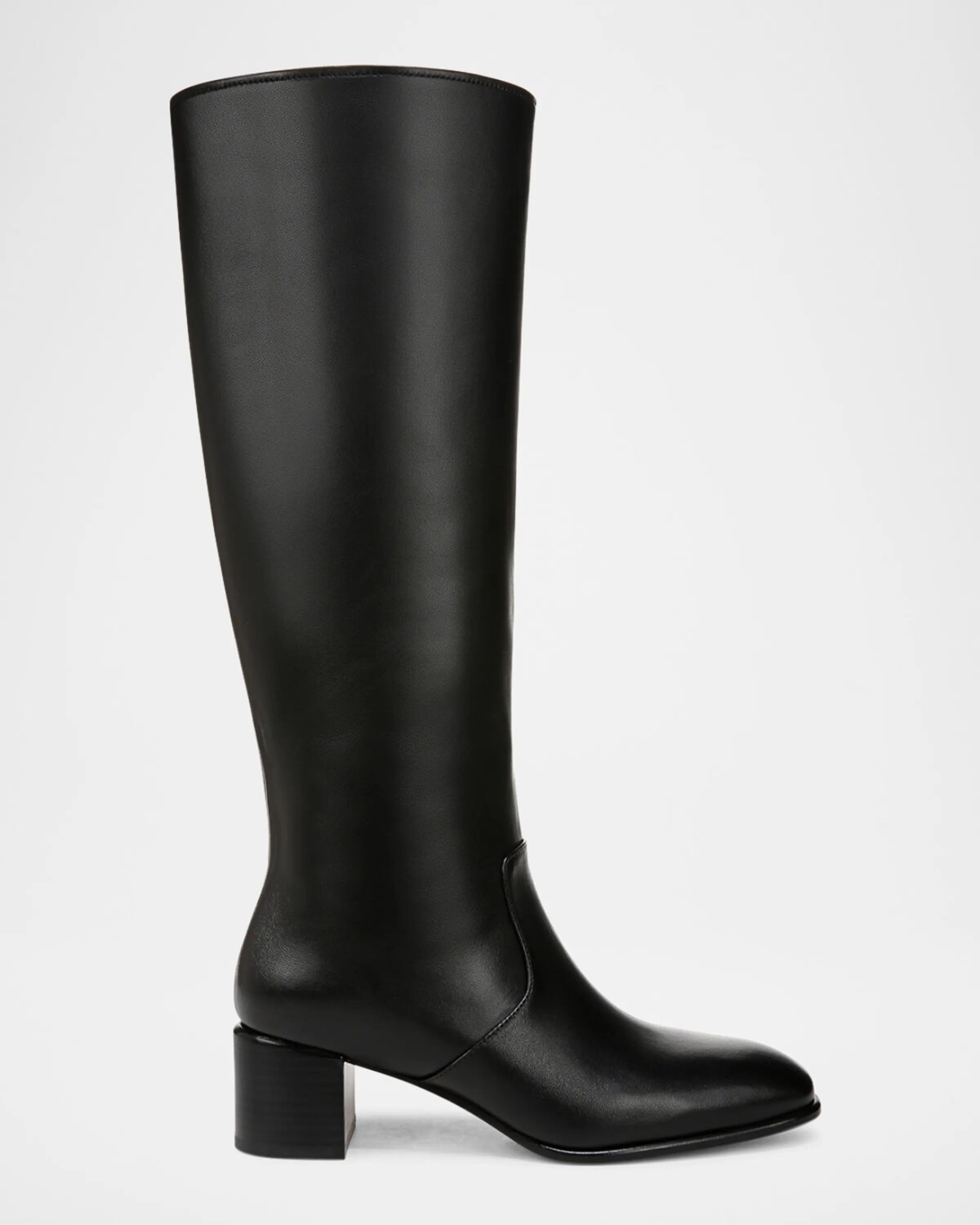 

Кожаные сапоги до колена на блочном каблуке, широкие до икры Vince, цвет Black Wide Calf