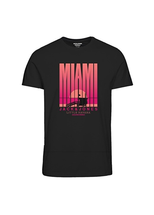 

Простая черная мужская футболка с круглым вырезом Jack & Jones, Черный