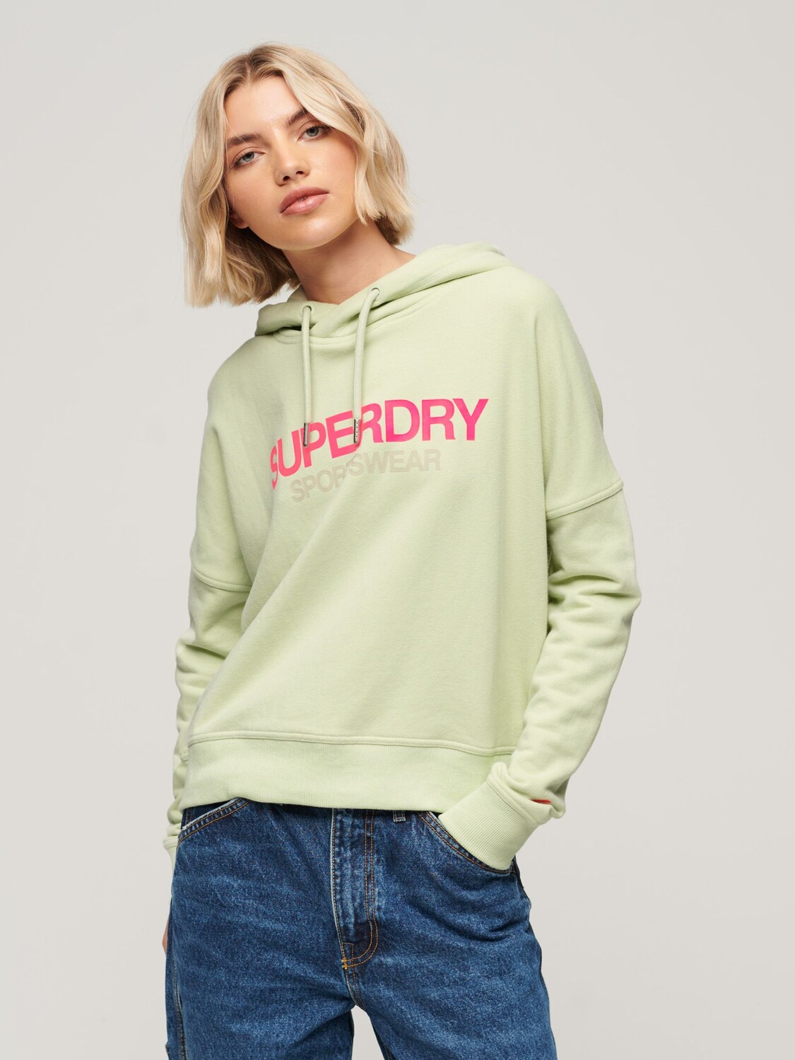 

Свободная толстовка с логотипом Sportswear Superdry, нежная зелень/розовый, Зеленый