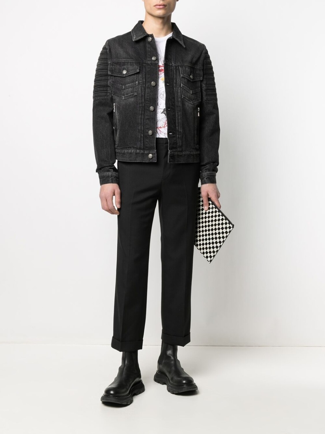 

Balmain джинсовая куртка в рубчик с эффектом потертости, черный