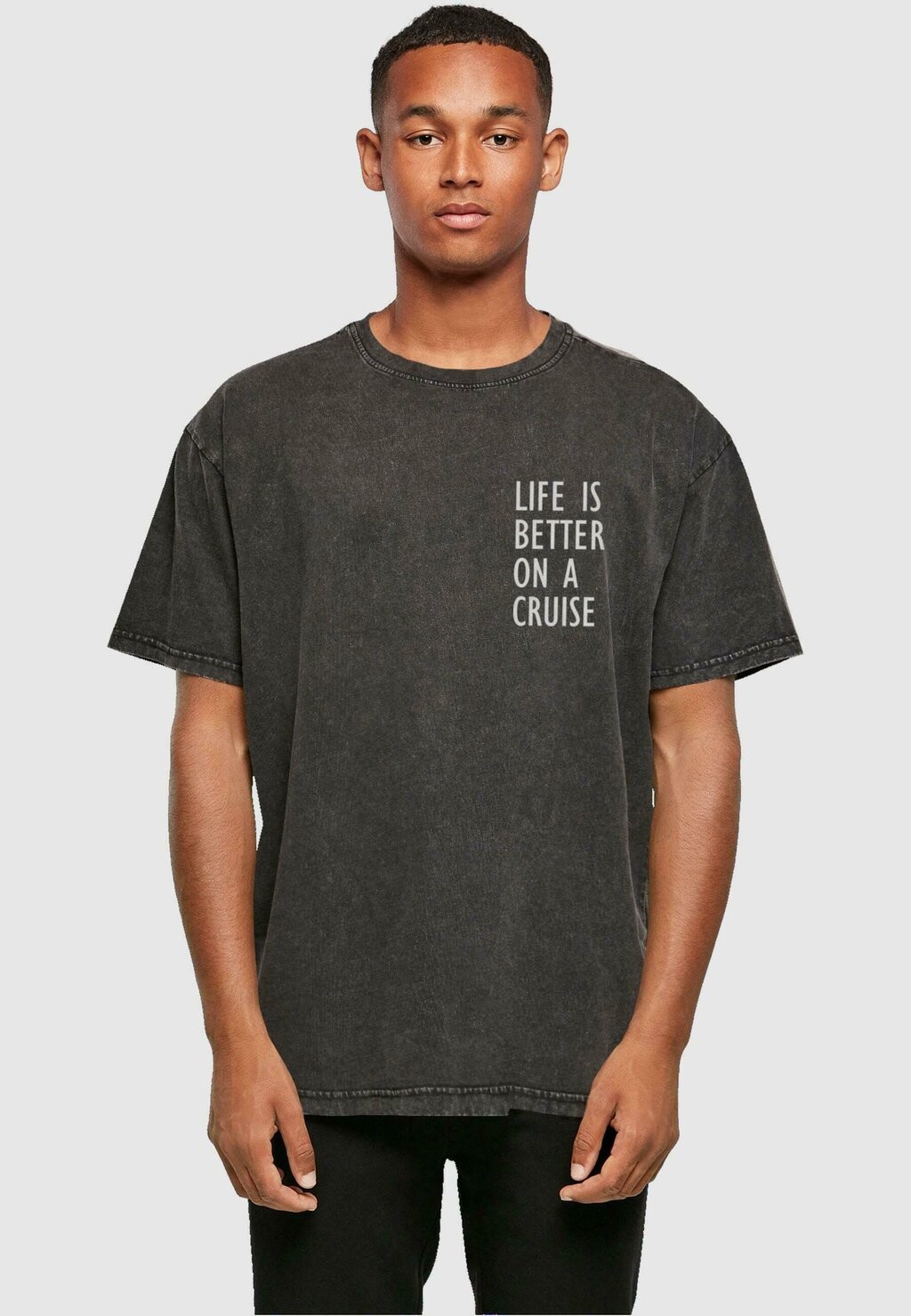 

Футболка с принтом LIFE IS BETTER ACID WASHED HEAVY Merchcode, цвет black