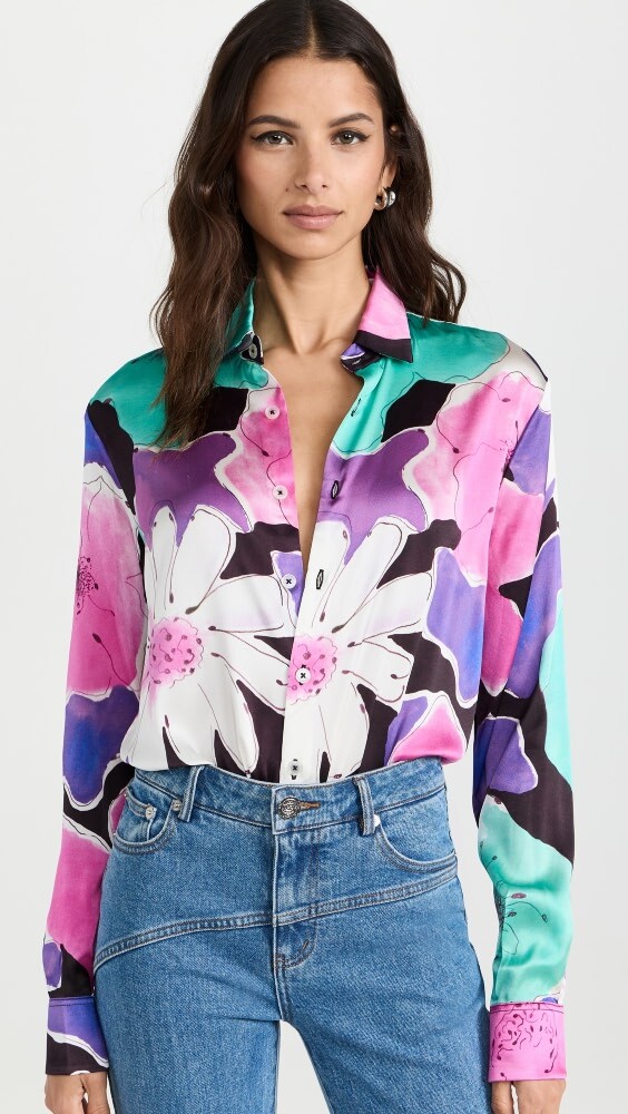 

Блуза BruceGlen Watercolor Floral Stretch Silk Button Up