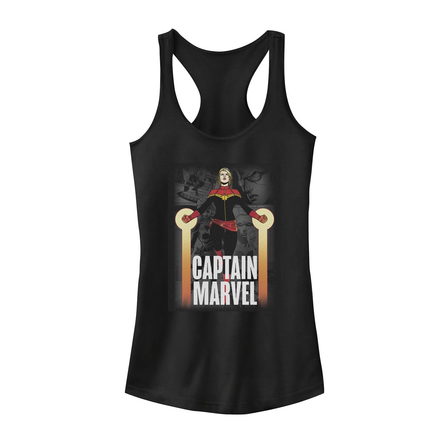 

Детская футболка Marvel Captain Marvel In Flight с портретным логотипом, черная майка Licensed Character