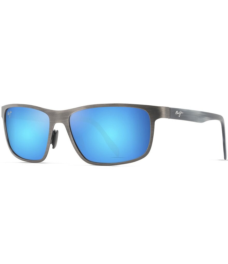 цена Мужские прямоугольные зеркальные солнцезащитные очки Maui Jim Anemone PolarizedPlus2 60 мм, серый