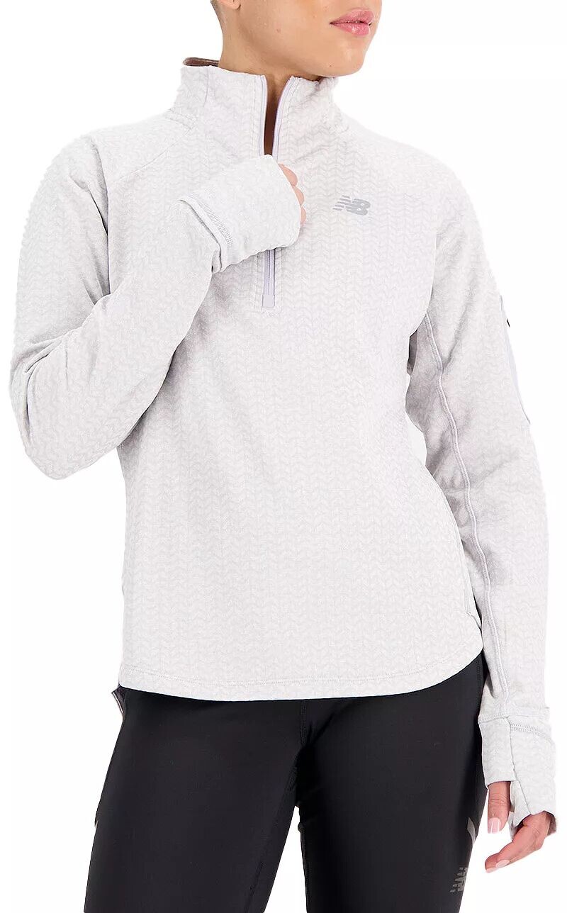 

Женский топ на молнии New Balance с сеткой до половины длины, серо-фиолетовый