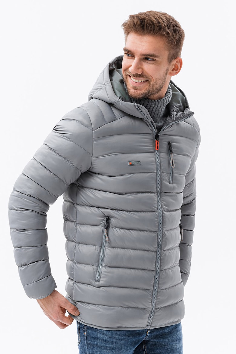 Зимняя куртка с карманами на молнии Ombre, серый