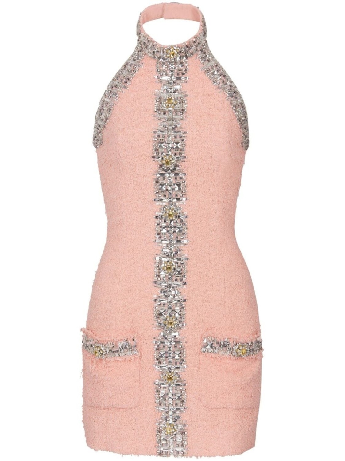 

Balmain платье с вырезом халтер и кристаллами, розовый