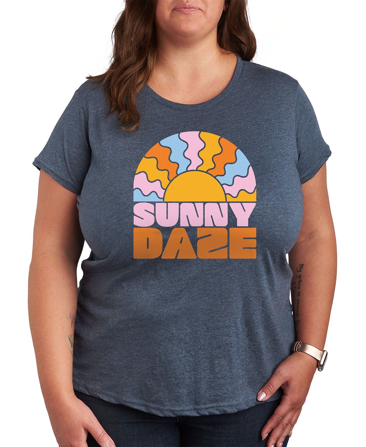 

Модная футболка больших размеров с рисунком Sunny Daze Air Waves, синий