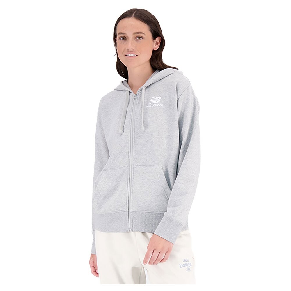 

Толстовка New Balance Nb Essentials Stacked Logo Full Zip, серый