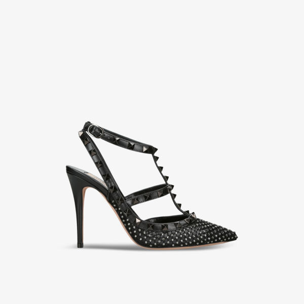 

Кожаные корты с шипами so noir 100 Valentino Garavani, черный