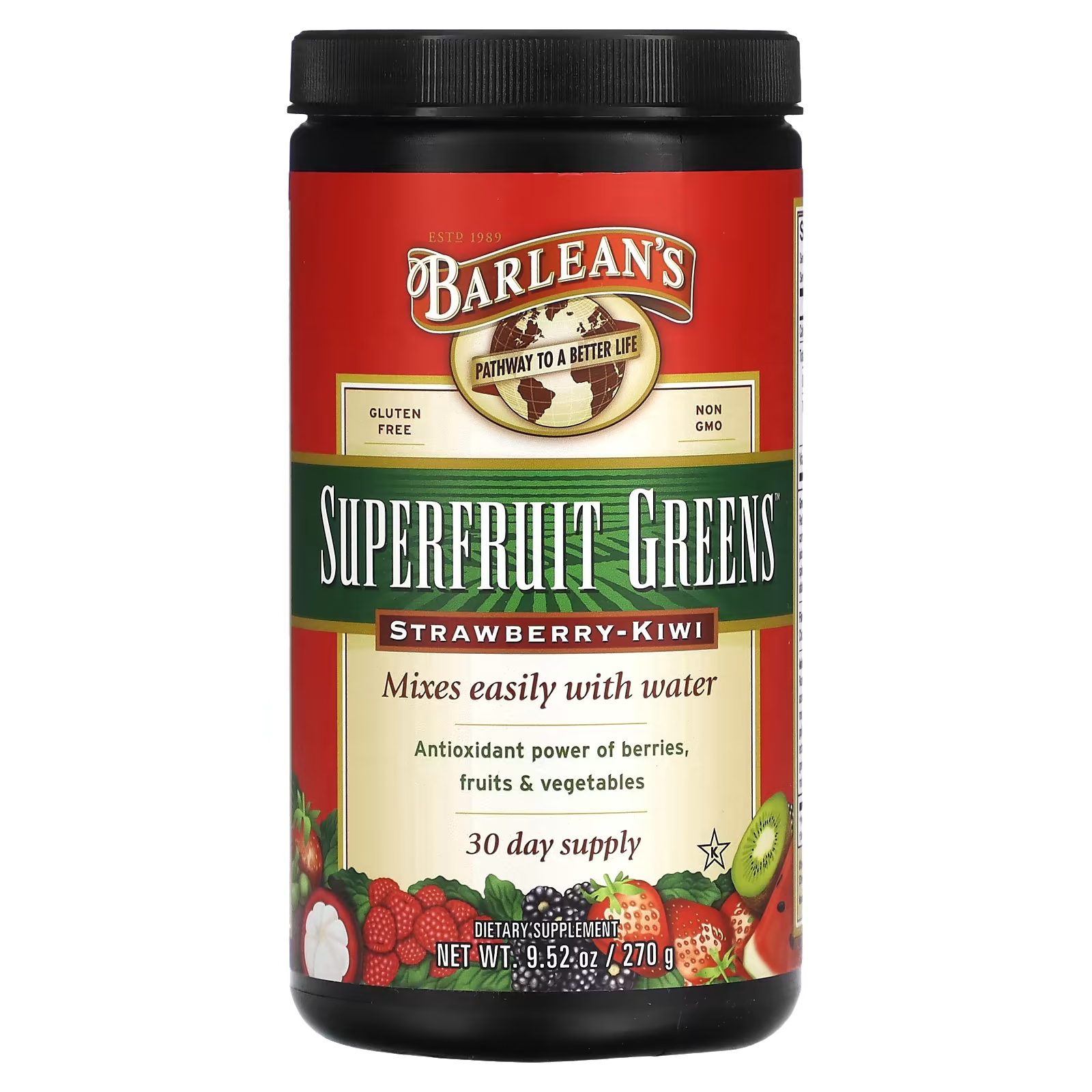 Пищевая добавка Barlean's Superfruit Greens, клубника-киви пищевая добавка barlean s seriously delicious omega pals