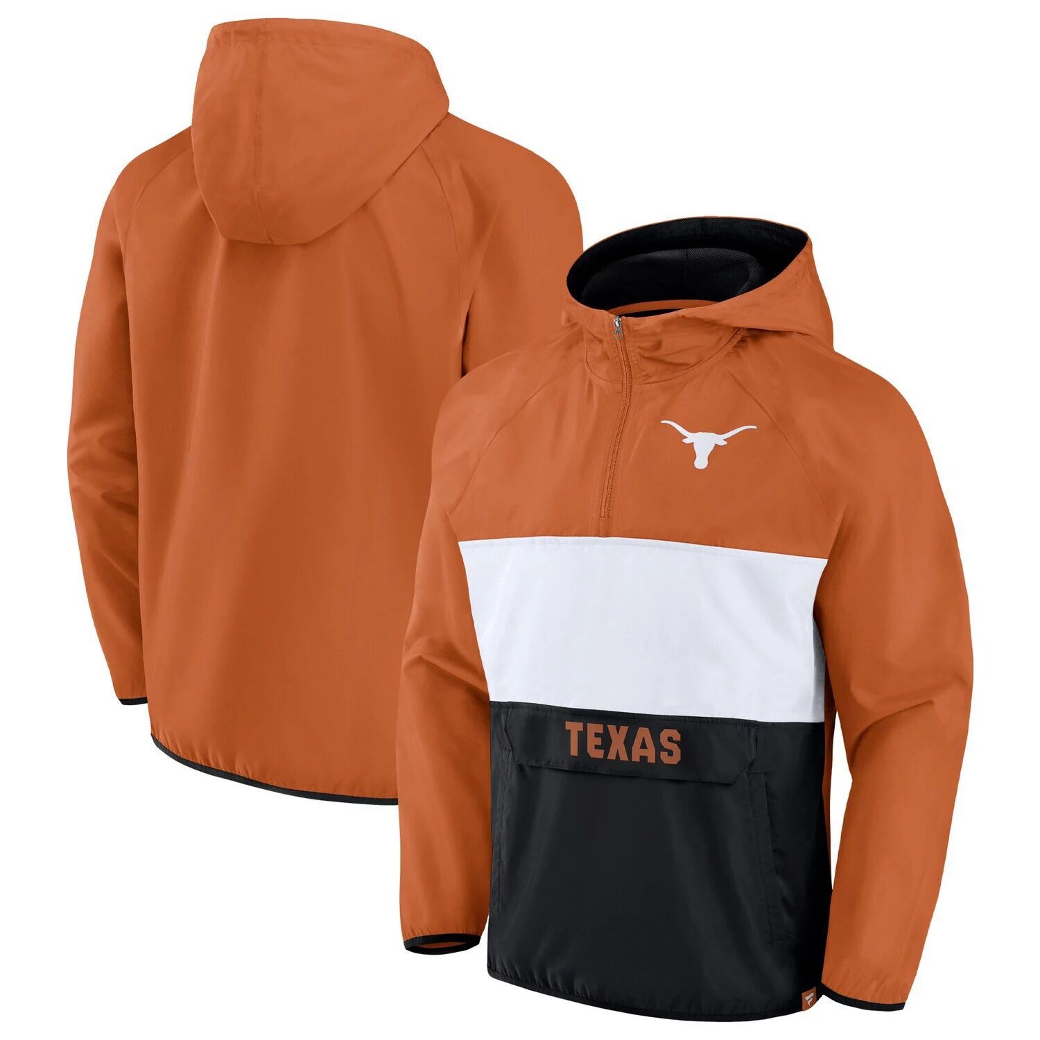 

Мужская толстовка с капюшоном на молнии длиной до четверти с логотипом Texas Orange Texas Longhorns Victory On Raglan Fanatics