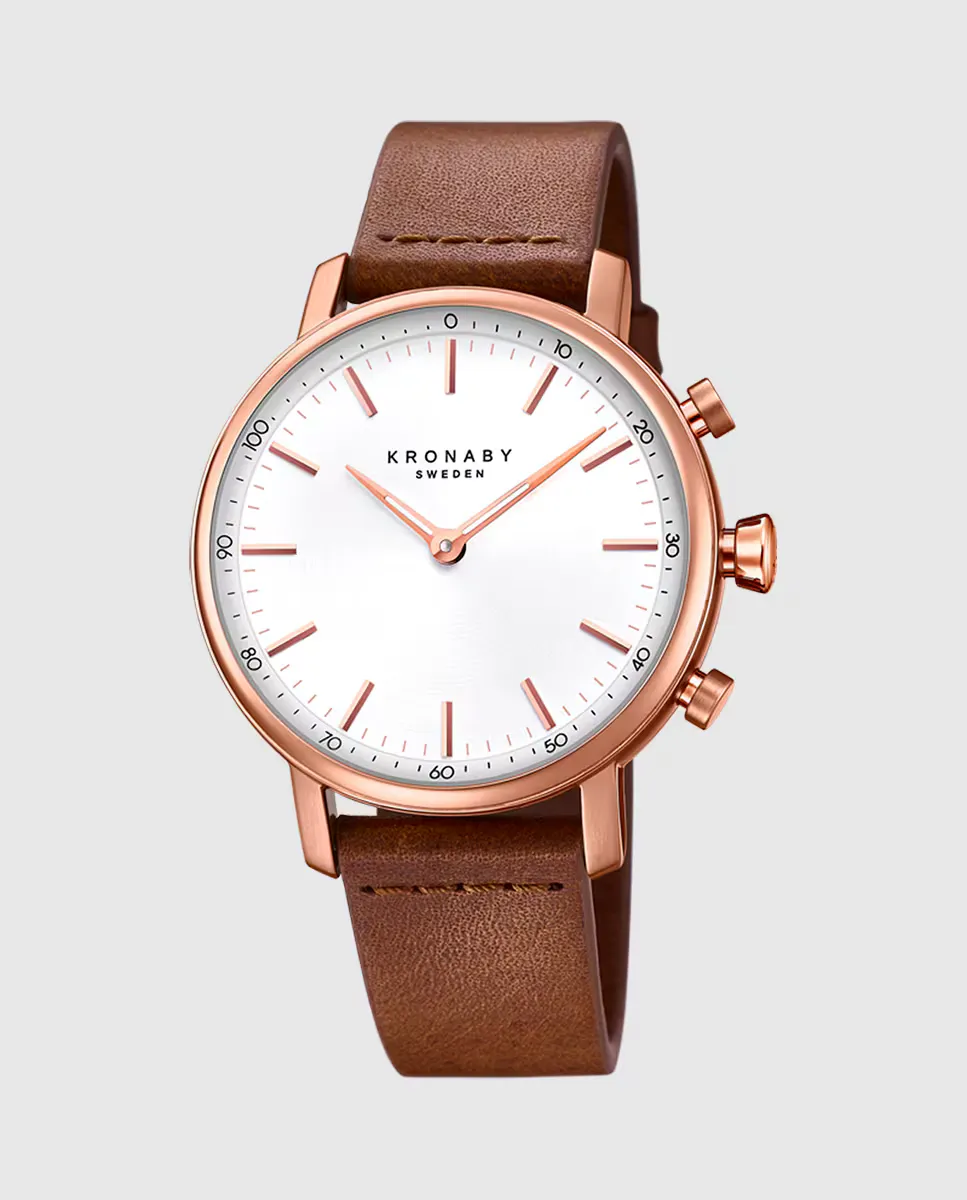 

S1401/1 Каратные коричневые кожаные женские часы Kronaby, коричневый