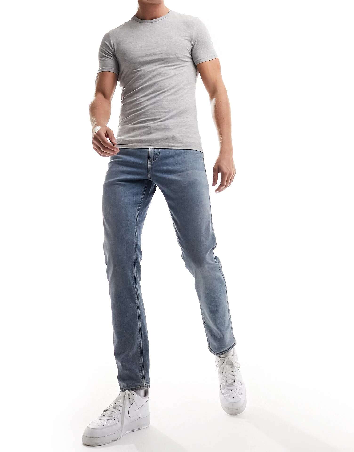 Синие эластичные узкие джинсы ASOS новинка 2023ss джинсы мужские джинсы синие облегающие повседневные узкие эластичные джинсы с потертостями