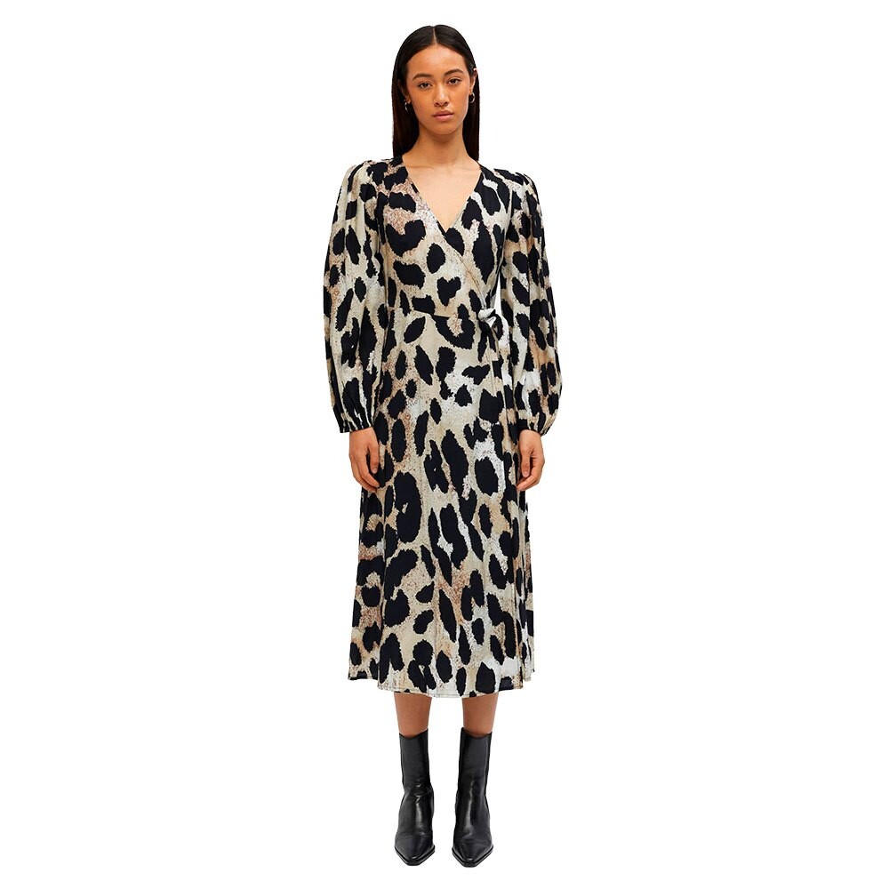 

Платье миди Object Leonora Long Sleeve, бежевый