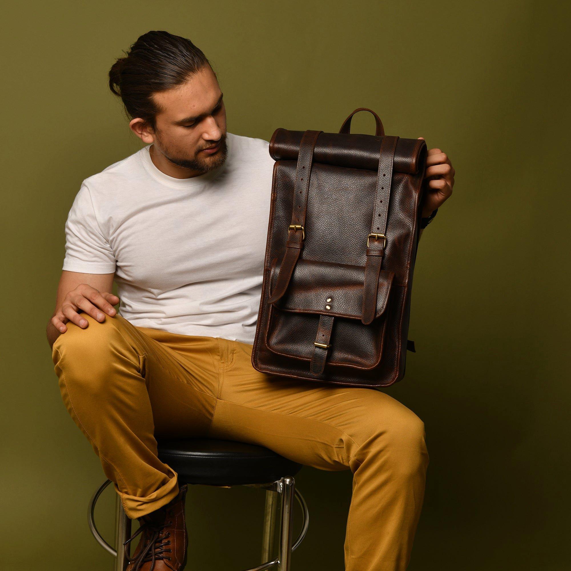 Кожаный рюкзак DuVall с откидной крышкой DOTCH, коричневый рюкзак кожаный большой сирень lmr 9999 7j