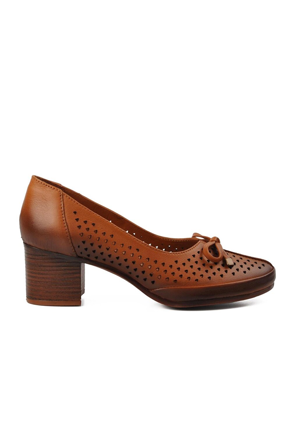 Светло-коричневые кожаные женские классические туфли на каблуке 2113301Y Venüs