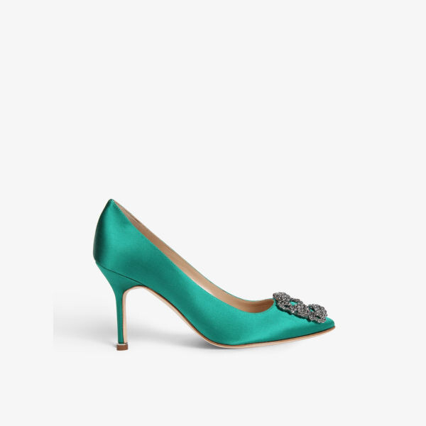 

Атласные корты hangisi 90, украшенные кристаллами Manolo Blahnik, зеленый