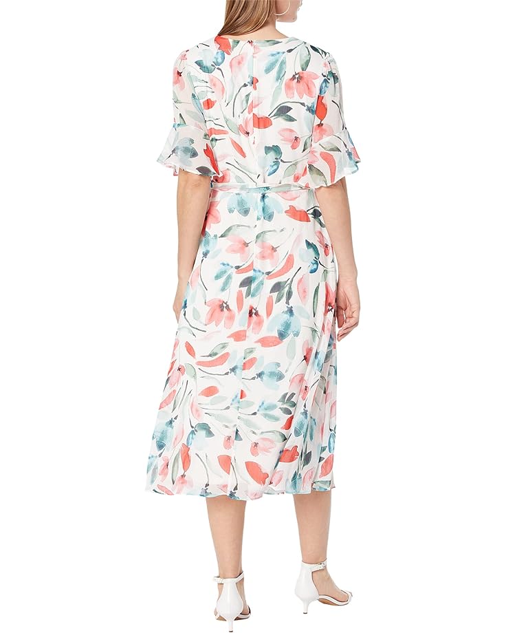 Платье DKNY Short Sleeve Tie Wrap Dress, цвет Print 7854/Ivory/Melon Multi переходник adam hall 7854