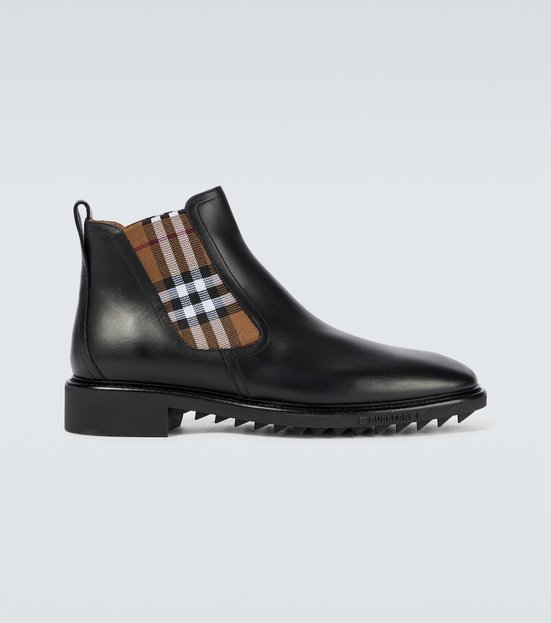 

Кожаные ботинки челси в клетку Burberry, черный